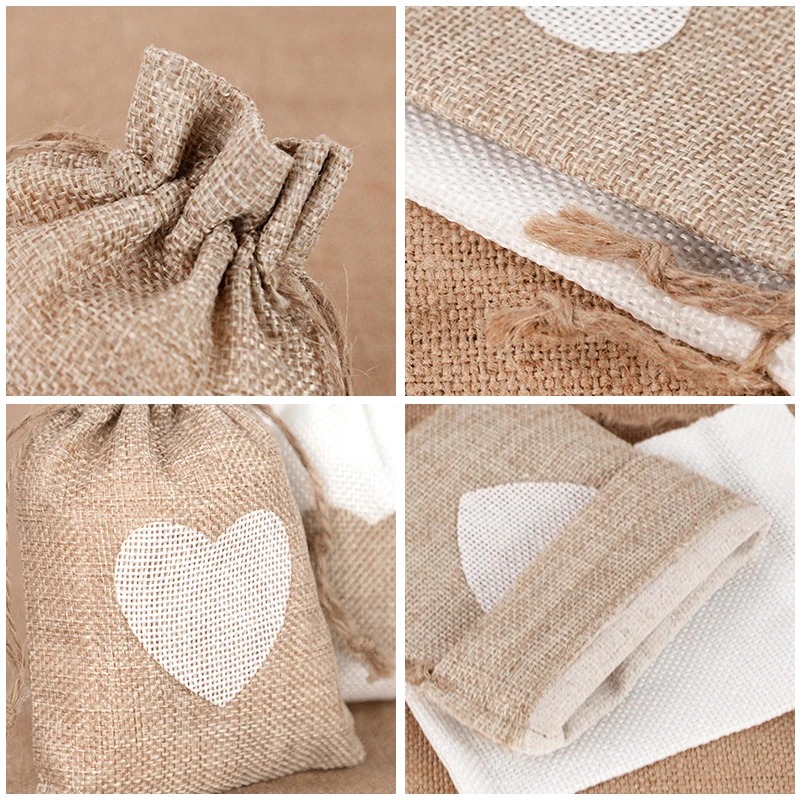 Jute Bag Packaging - 50 Bolsas de Lino Natural con